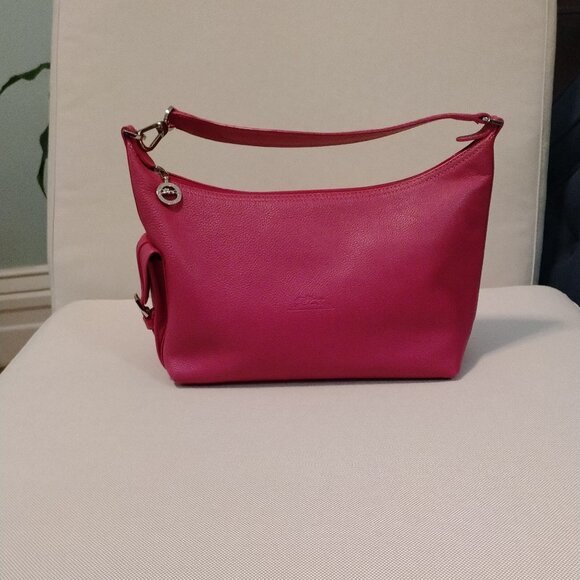 Longchamp Hobo Bag in Pink Pebbled Leather, EUC - Picture 2 of 13